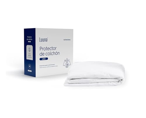 Luuna Protector de Colchón Liso, Cubrecolchón Impermeable, Protector Colchón Individual, Color Blanco