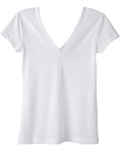t shirt femme blanc col v