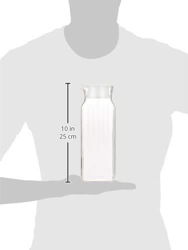 iwaki KT296K-W Heat Resistant Glass Pitcher, Cold Water Bottle, White, 3.8 fl oz (1 L), Square Server, Barley Tea, Tea Pot,