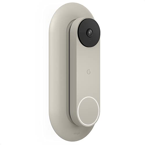 elago Mount Compatible with Google Nest Hello Video Doorbell (2021 Battery Model) - Doorbell Chimes, Perfect Color Match with Angle Wedge [Linen], WiFi Free - NOT Compatible with Wired Model