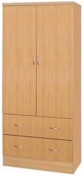 Amazon Com Hodedah 2 Doors Wardrobe W 2 Drawers Beech Kitchen