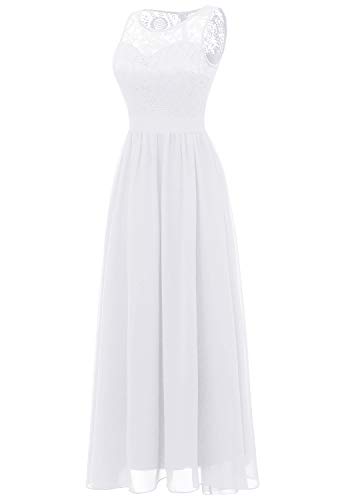 Aupuls avondjurk basic chiffon kanten mouwloos bruidsmeisjesjurken vloerlengte - Image 3