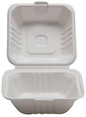 6" Bagasse Ripped Hamburger Clamshell