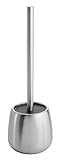 mDesign Toilet Bowl Brush and Holder for Bathroom Storage - Brushed Stainless Steel