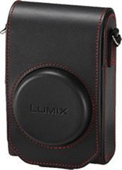 Panasonic DMW-PHS84XER Black Leather Case with Stylish Red Stiching for TZ100/TZ80