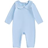 Merqwadd Baby Coming Home Outfit Boy Girl Plain Long Sleeve Romper Jumpsuit | Unisex Baby One-Piece Clothes, Infant Collar Jumpsuit for Boys Girls, Newborn Outfit, Ideal for Christmas, Easter, Daily