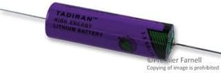 TADIRAN BATTERIES TL5104P Non-rechargeable Battery, Lithium, 2.1 Ah, 3.6 V, AA, Axial Leaded, 14.5 mm (1 piece)
