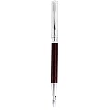 Sipliv Slim Fountain Pen with PVC Leather Pen Shaft, Fine Nib, Dark Red