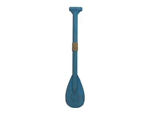 Hampton Nautical  Paddle 24-108 Wooden Rustic Decorative Rowing Boat Paddle with Hooks, 24", Light Blue - Thumbnail 2