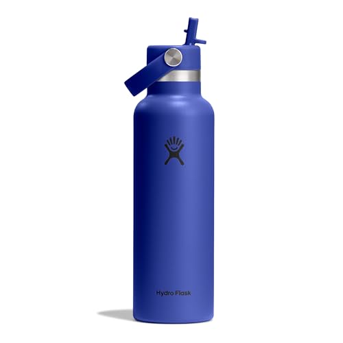 Hydro Flask Standard Flex Straw Cap 21oz Bottle - Stainless Steel, Leak Proof, Cup Holder Compatible - Insulated, 24h Cold - Capri Blue