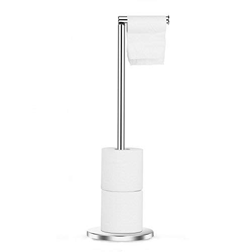 Naturous Stainless Steel Toilet Paper Holder, Free Standing Lavatory Pedestal Toilet Paper Stand with Reserve