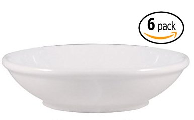 Ceramic Side Sauce / Fruit Dish and Pan Scraper, 4.75 Inch, 5.5 Ounce, Bone White, 6-Pack