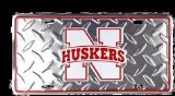 HangTime Nebraska Corn Huskers diamond emboss metal license plate 6 x 12