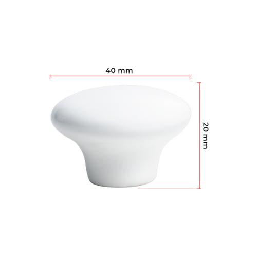6 X Puxador Gaveta Porcelana Cerâmica Armário Móveis 38mm (Branco - MPPON106)