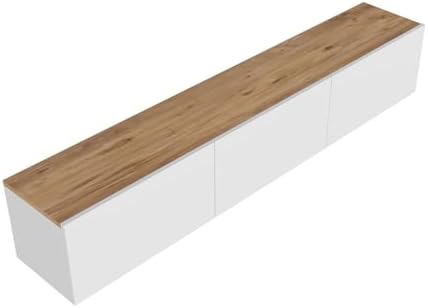Stylish TV Stand, 150 cm Wide, White & Atlantic Pine | 100% Melamine Coated Chipboard, 30 cm Height, 32 cm Depth | Modern Design for Living Room & Entertainment Spaces