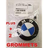BMW Hood roundel emblem logo replacement hood 82mm + 2 Grommets for ALL Models BMW E30 E36 E46 E34 E39 E60 E65 E38 X3 X5 X6 3 4 5 6 7 8