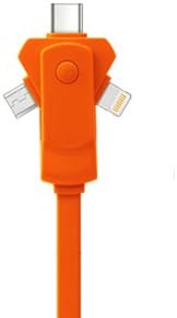 3-in-1 Lightning, USB-C, and Micro USB Charging Cable (Orange) by SwivelCord