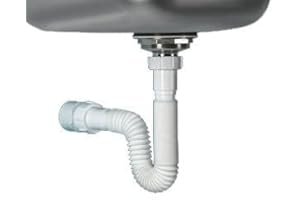 EASYDRAIN Flexible P-Trap for 1-1/2" Drain Pipes (White - 39 Inch Length) with Adjustable Connections for Kitchen Sinks and Shampoo Bowls, Compatible with Various Sink Configurations