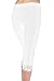 KMystic Cotton Blend Lace Trim Capri Leggings (Large, White)
