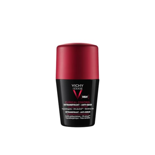 Homme Clinical Control, Deodorante Roll-On per Uomo, Per Pelli Sensibili, Antitraspirante, Antibatterico, Anti-odore, Durata Fino a 96h, Ipoallergenico, Senza Alcool, 50 ml