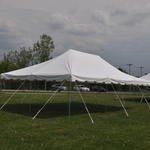 20-Foot 30-Foot Deluxe White Canopy Pole Complete Outdoor Party Tent Set Two Cathedral Sidewalls & Two Solid Sidewalls, Storage Bag, Stakes, Ropes Poles Weddings, Events, Parties