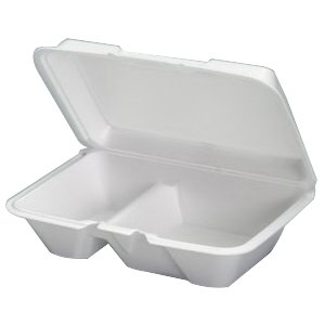 Genpak 20520 Lrg Deep Foam Hinge Lid Deli Cntner, 2Comp Wht 6-1/2x2-7/8x9-1/5 Pack of 100 (Case of 2 Packs)