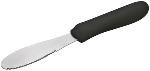 Winco 3 5/8" x 1 1/4" Black Blade Plastic Sandwich Spreader, Handle