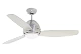 Emerson Ceiling Fans CF252BS Curva 52-Inch Modern Indoor Outdoor Ceiling Fan With Light And Remote, Wet Rated, Brushed Steel Finish