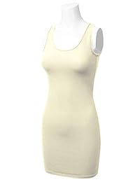 Doublju vestido suelto de algodón elastizado, sin mangas, para mujeres, talla grande (Fabricado en EE. UU.)