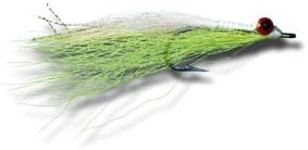 Clouser Deep Minnow - Chartreuse &amp; White Fly Fishing Fly - Size 1/0 - 3 Pack