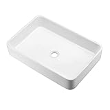 KES Bathroom Sink, Vessel Sink 24 Inch Porcelain Rectangular White Above Counter for Lavatory Vanity Cabinet Contemporary Style, BVS113