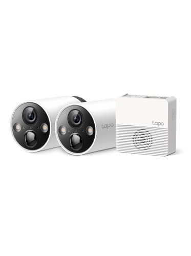 TP-Link フルワイヤレス ネットワークカメラ 屋外カメラ ペットカメラ 防犯カメラ 2K QHD 照明 ライト 搭載 音声通話可能 ハブ搭載 メーカー保証1年 カメラｘ2+ハブ1セット IP65準拠 Tapo C420S2/A