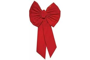 ROCKY MOUNTAIN RADAR Rocky Mountain Goods Extra Large Red Christmas Bow - 35” by 18” - Looped Waterproof Velvet - Outside Bow - for Car, Door, House - Attachment for Hanging