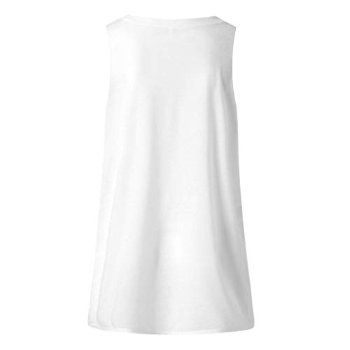 HIRIRI Women's V Neck T Shirt High Low Side Split Tunic Tops Summer Sleeveless Vest Shirt Casual Blouse White