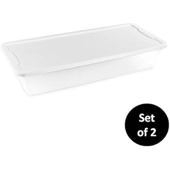 HOMZ Snaplock Clear Storage Bin with Lid, Large-41 Quart (Set of 2), White, 2 Sets