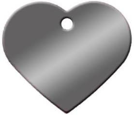 Large Blank Stainless Steel Heart Shaped ID Tag, 10 count