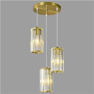 ZPBSJ Gold Crystal Chandelier, Hanging Dining Room Lamp, Nightstand Lamp, Flexible Adjustable Height, Ideal for Dining Room, Living Room and Kitchen Islands (3 Lights Gold)