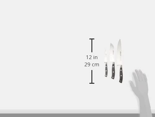 Set di 3 Coltelli da Cucina: 1 Coltello Mondador + Santoku + Coltello Chef – Lama in Acciaio Inossidabile e Manico in Poliossimetilene – Serie Riviera, Colore Nero