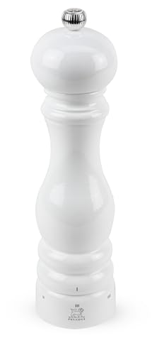PEUGEOT - Paris uSelect 22 cm Salt Mill - 6 Predefined Grind Settings - Powdered Salt Innovation, Zirlion Mechanism - PEFC-Certified Wood - Made in France - Glossy White Finish