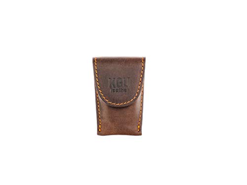 FRENCH HORN MOUTHPIECE POUCH (3 MODELS). CRAZY HORSE LEATHER. (Single, Brown)