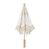 Toyvian Lace Parasol Umbrella- White Vintage