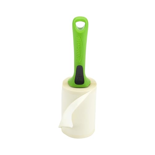 EVERCARE PET HAIR LINT ROLLERS ALL PURPOSE USE 100 EASY-TEAR SHEETS PER ROLL REUSABLE STICKY ROLLER PETS CAT & DOG HAIR REMOVER CONTOURED HANDLE FOR FURNITURE CLOTHING & CARS, SET OF 2, GREEN