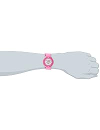 Disney Kids 'w000385 Princess Glitz Tiempo de acero inoxidable Profesor Rosa Bisel Rosa Correa de nylon