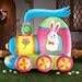 Collections Etc Inflatable Easter Bunny Train Outdoor Yard Decoration - 4' Long