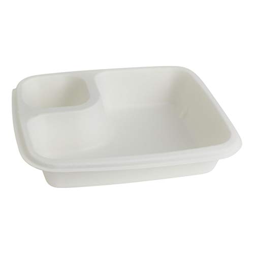brheez Eco-Friendly 2 Compartment 6"x7.5" Disposable Nacho Tray - Made from Bagasse Sugar Cane Fiber - Biodegradable, Compostable & Chemical Free - Pack of 50