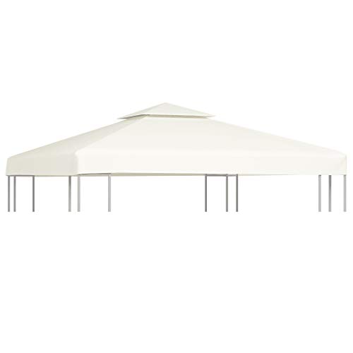 Ersatz-Pavillon-Abdeckung, cremeweiß, 3 x 3 m, wasserdicht, mit PVC-Beschichtung, 8 Ösen für Terrassenüberdachung… – Bild 6