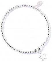 Sterling Silver Ball Bead Bracelet with Star Charm