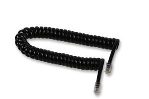 Consoletronic Telephone Handset Coiled RJ10 Plug to RJ10 Plug Cable Lead Black 2m