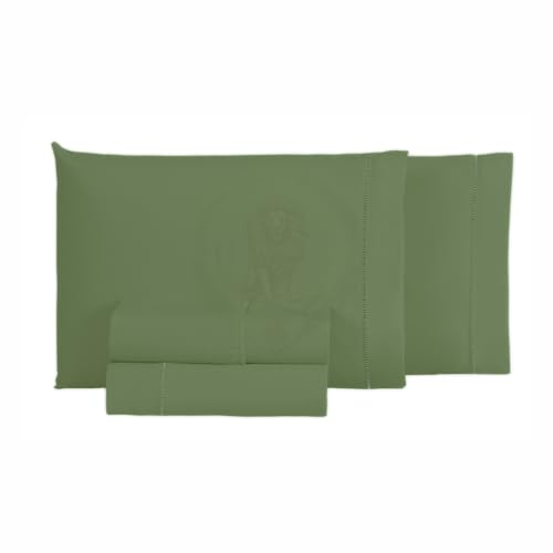 Cottonluxury Jogo de Lençol 4 peças 600 Fios Egípcio 100% Algodão Grampo Longo com Toque Acetinado - Não agride o Ambiente (Verde-Guardião, King)