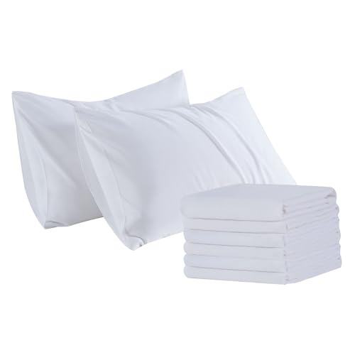 ZPECC Pillow Cases King Size Set of 8, 20x36 Envelope Closure Pillowcases, Soft Plain Brushed Microfiber Covers Hypoallergenic Breathable (Snow White)